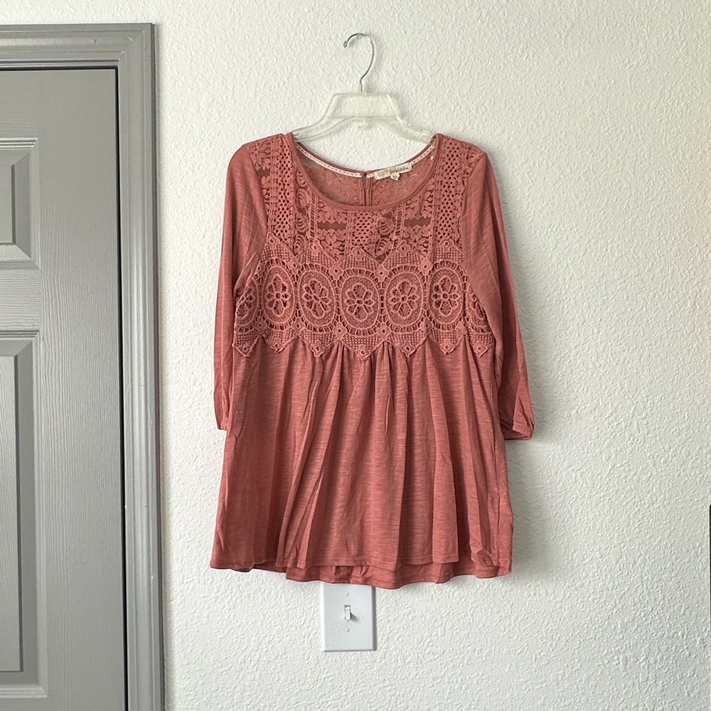 3/4 Sleeve Lace Top - XL